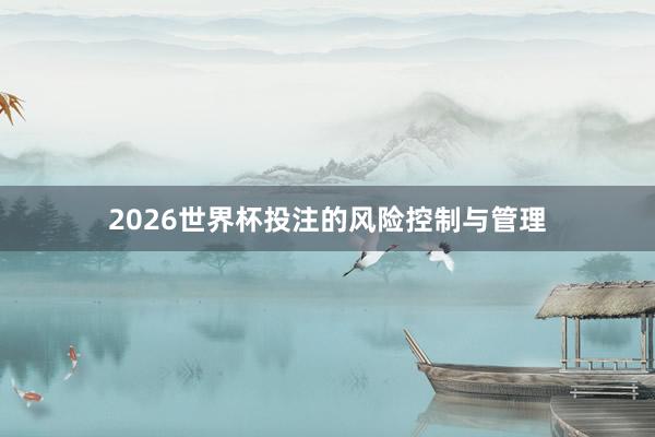 2026世界杯投注的风险控制与管理
